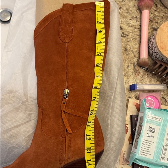 Sam Edelman suede leather Jamie Mesa Rust Pointed Toe Western Boots 9 Nwb - Picture 11 of 12